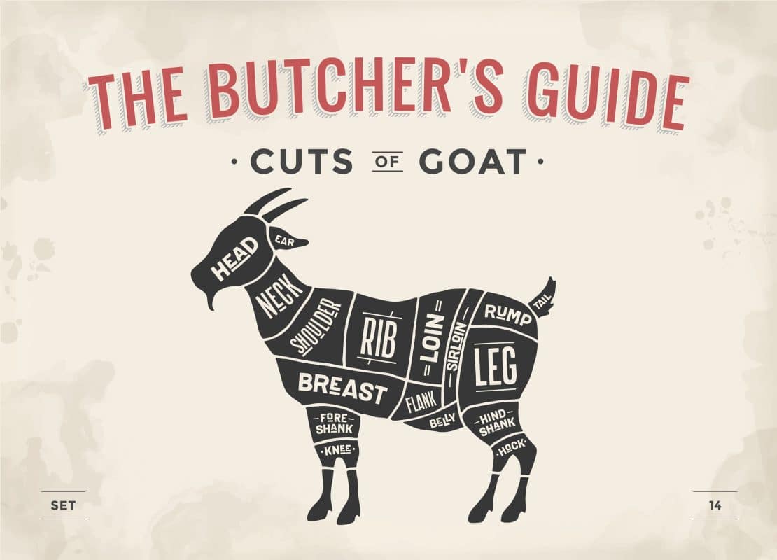 Cut Of Meat Set. Poster Butcher Diagram, Scheme Goat